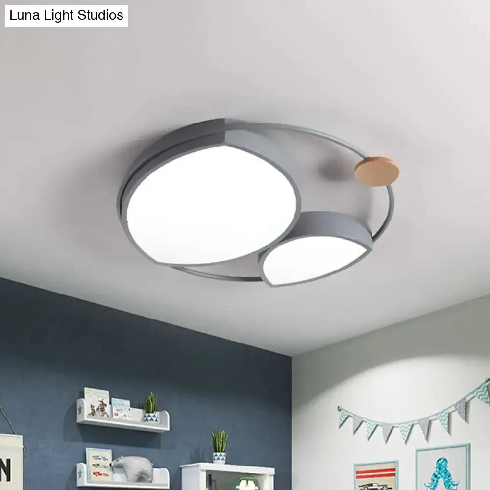 Nordic Style LED Metal Flush Mount Lamp Fixture - Grey Finish, Ideal for Bedroom