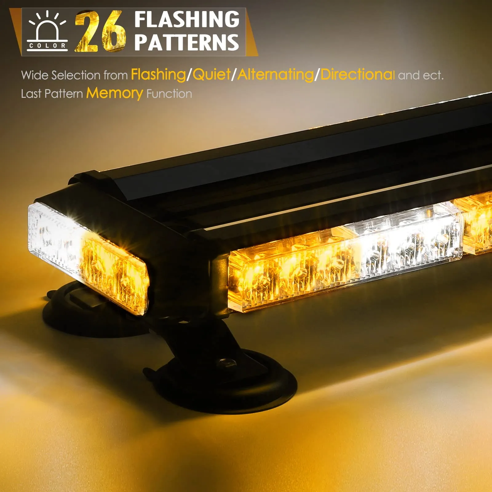 Partsam White Amber LED Rooftop Emergency Strobe Lights