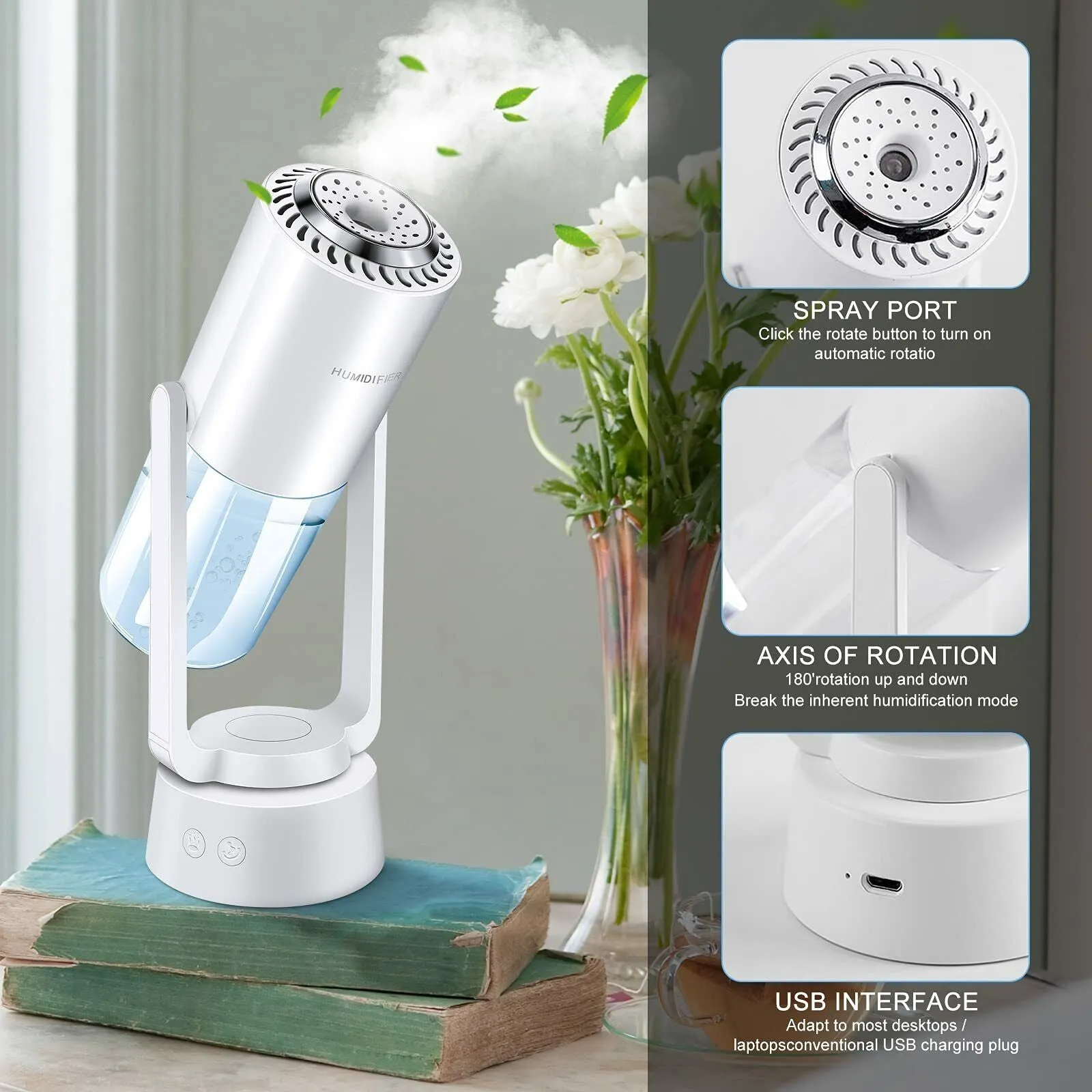 Portable Mini Humidifier, Quiet Air Humidifier ，USB Personal Desktop Humidifier