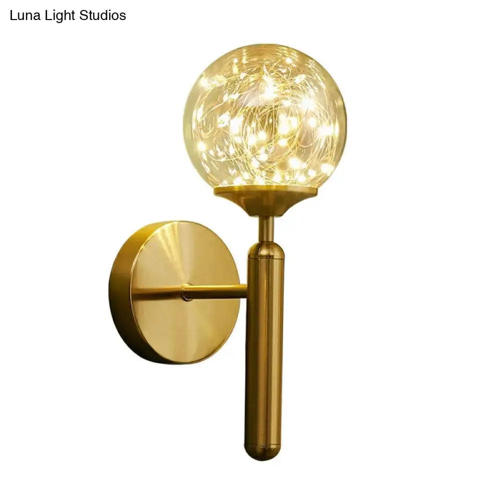 Postmodern Clear Glass Gold Wall Sconce with LED Starry Light Bulbs in Ball Shape