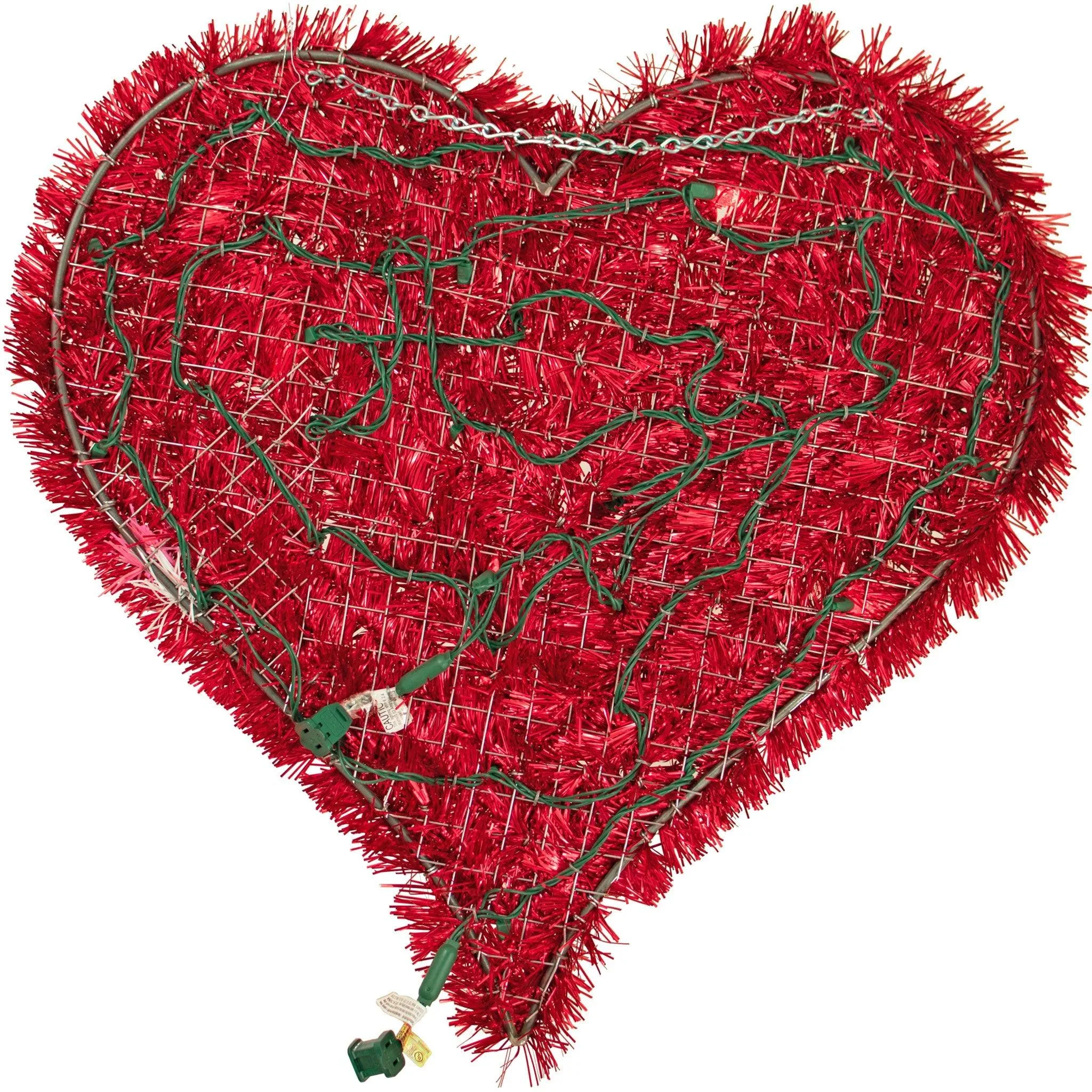 Pre-Lit Valentine's Day Tinsel Hearts with Lights