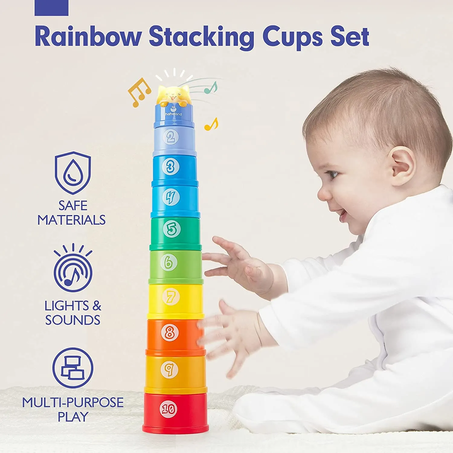 Rainbow Stacking Cups with Lights Sounds