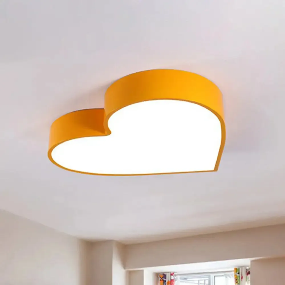 Romantic Loving Heart Flush Mount Ceiling Light - Acrylic Cartoon Design, LED - Ideal for bedrooms