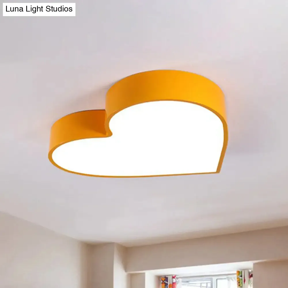 Romantic Loving Heart Flush Mount Ceiling Light - Acrylic Cartoon Design, LED - Ideal for bedrooms