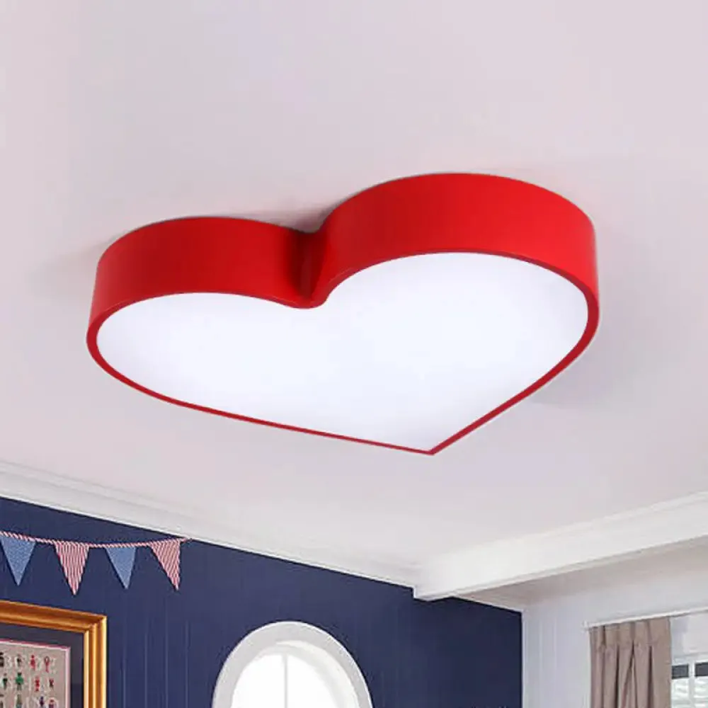 Romantic Loving Heart Flush Mount Ceiling Light - Acrylic Cartoon Design, LED - Ideal for bedrooms