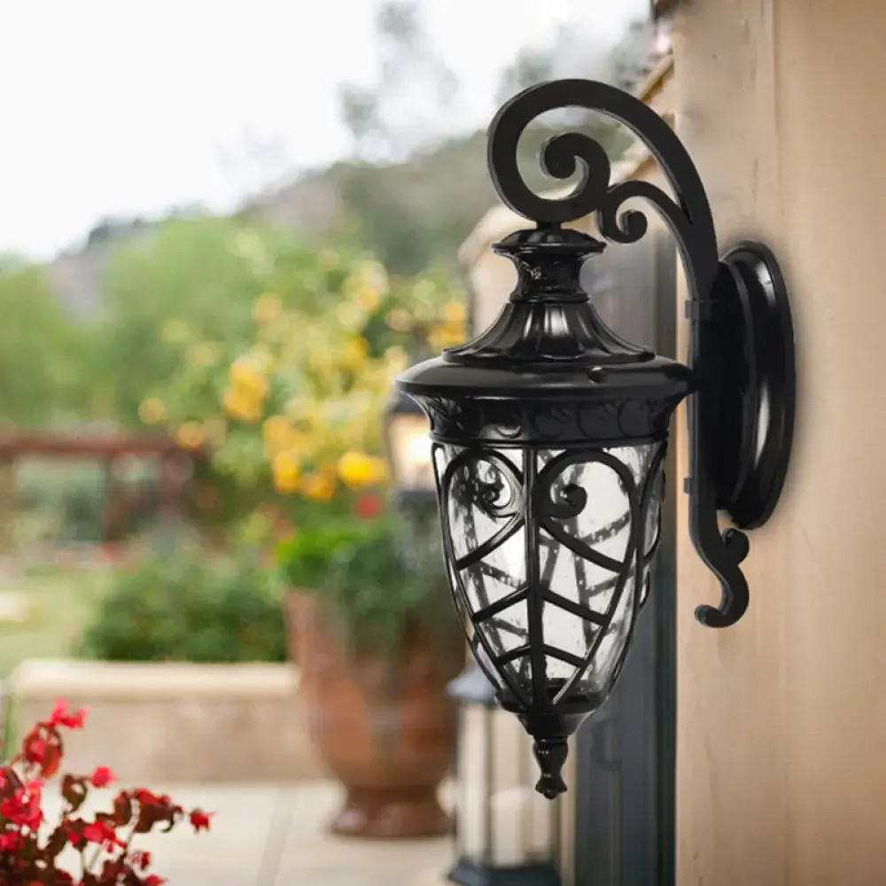 Rustic Clear Seeded Glass Pinecone Wall Sconce Lamp - Black - Stylish Lighting Solution