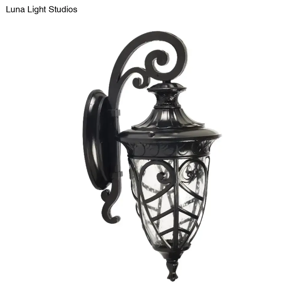 Rustic Clear Seeded Glass Pinecone Wall Sconce Lamp - Black - Stylish Lighting Solution