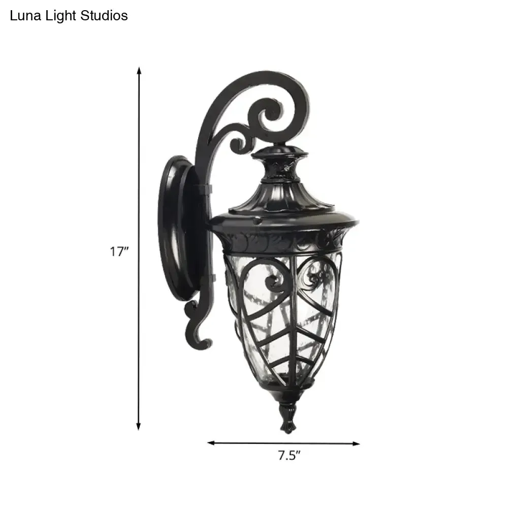 Rustic Clear Seeded Glass Pinecone Wall Sconce Lamp - Black - Stylish Lighting Solution