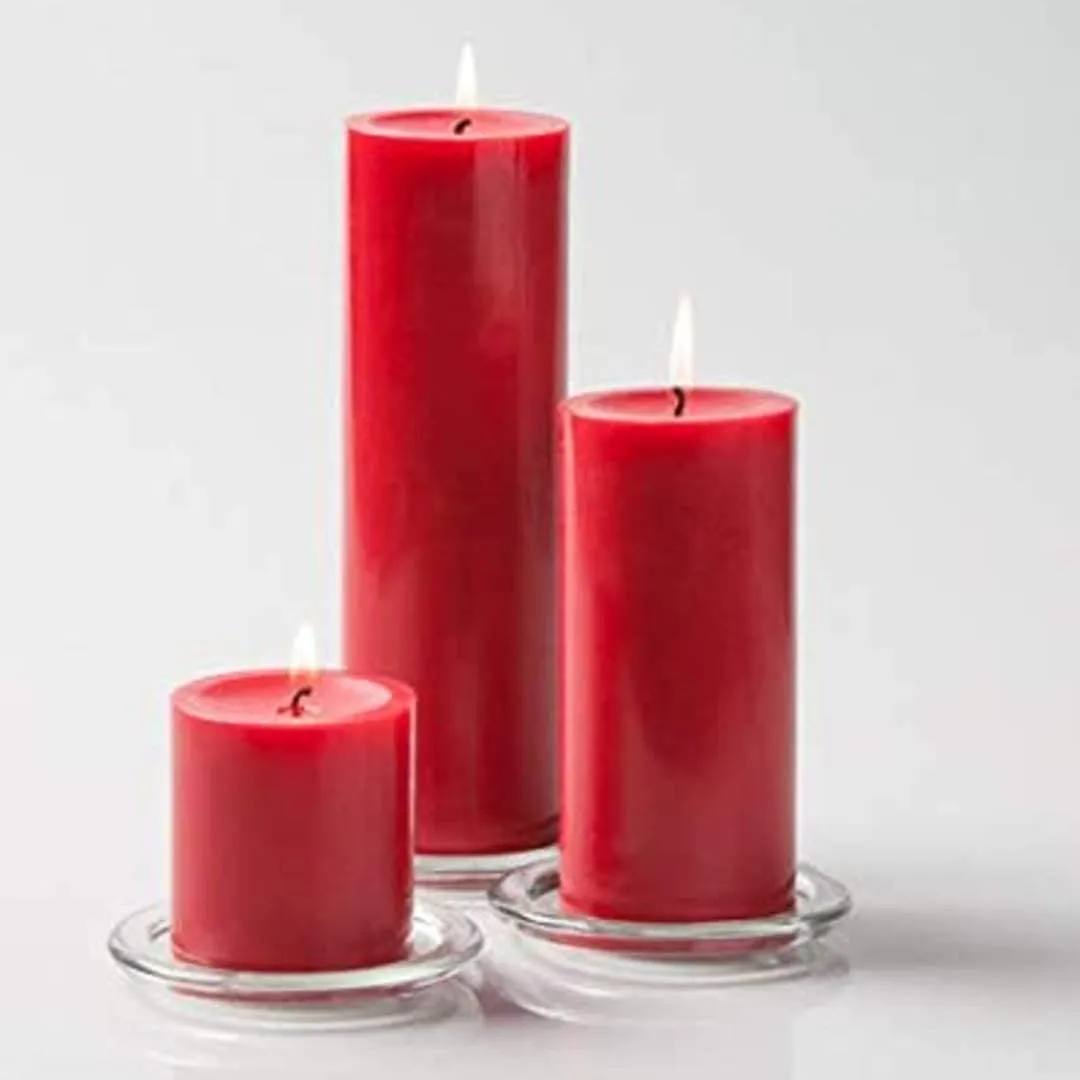 Sapi'S Smooth Scented Soy Wax Pillar Candles for Valentine, Home and Party Decoration, Wedding Gift, Romantic Candle | 75 Hours Burn | Pack of 3 (Red, 8x6x3 Inch)