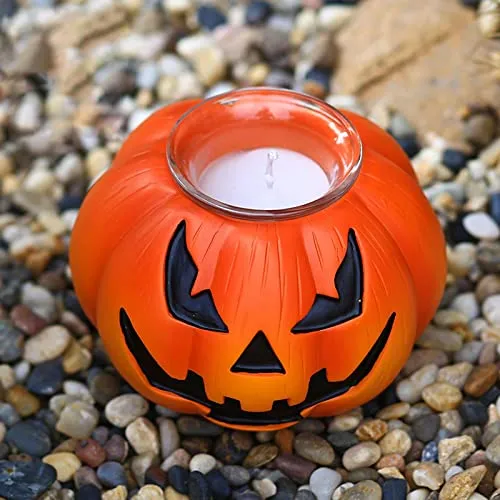 SAZ DEKOR Flickering Halloween Candles Fireplace Fall Pumpkin Tea Lights Harvest Decor