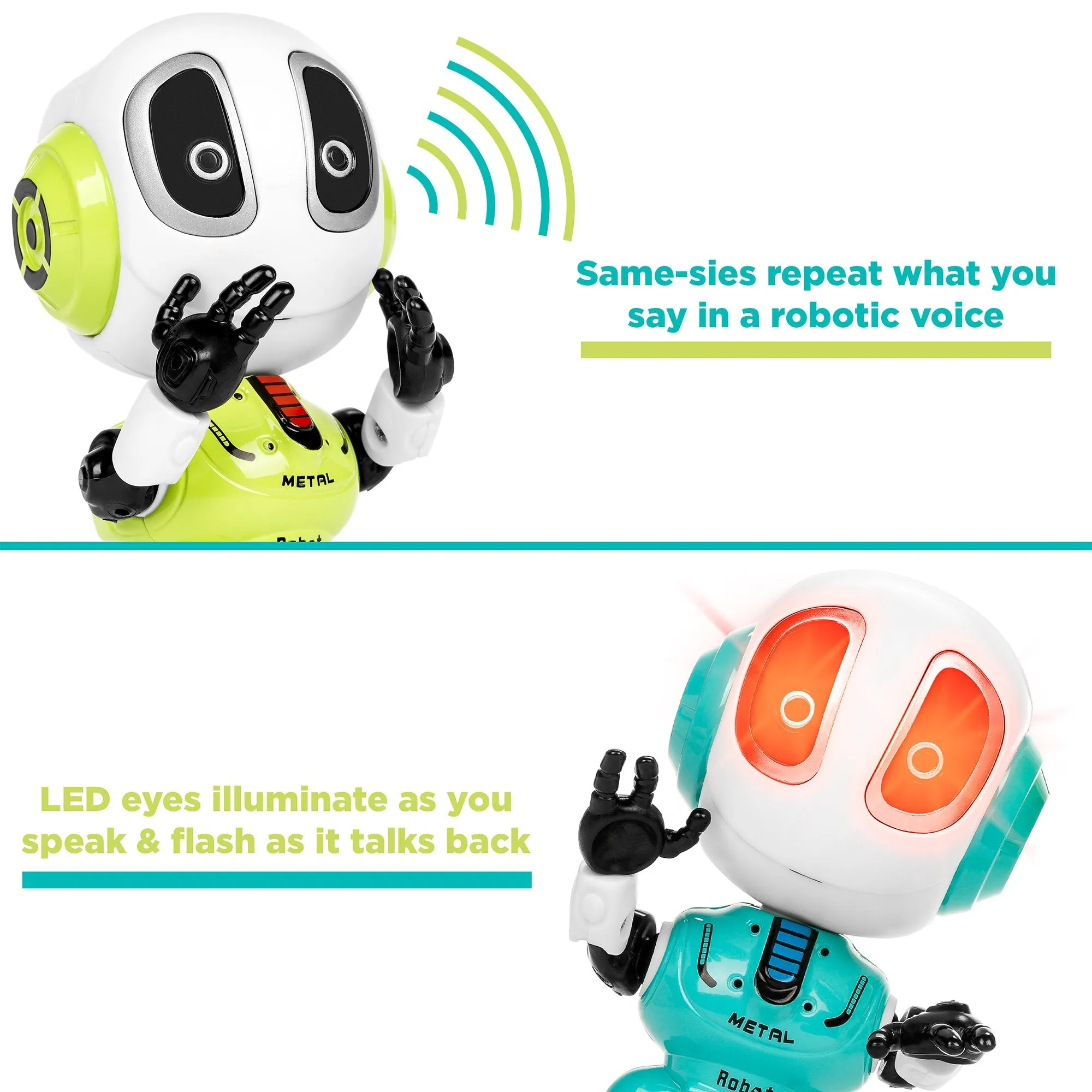 Set of 2 Samesies Mini Talking Toy Robots w/ Interactive Voice Changer