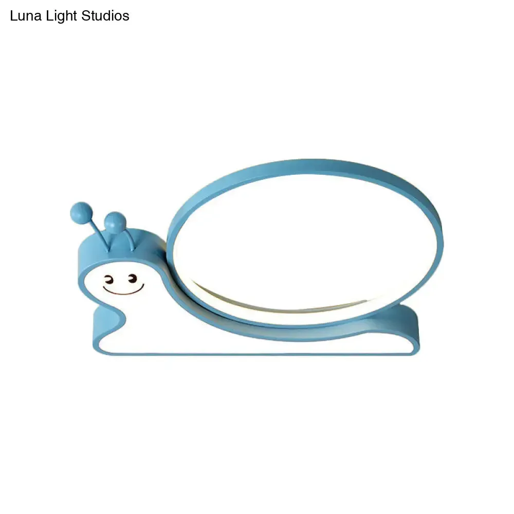 Snail Design LED Flush Light Fixture - Acrylic Cartoon Lamp in Warm/White Light (Pink/Blue)