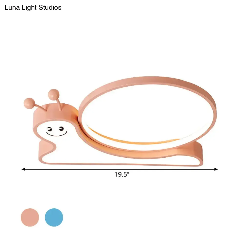 Snail Design LED Flush Light Fixture - Acrylic Cartoon Lamp in Warm/White Light (Pink/Blue)