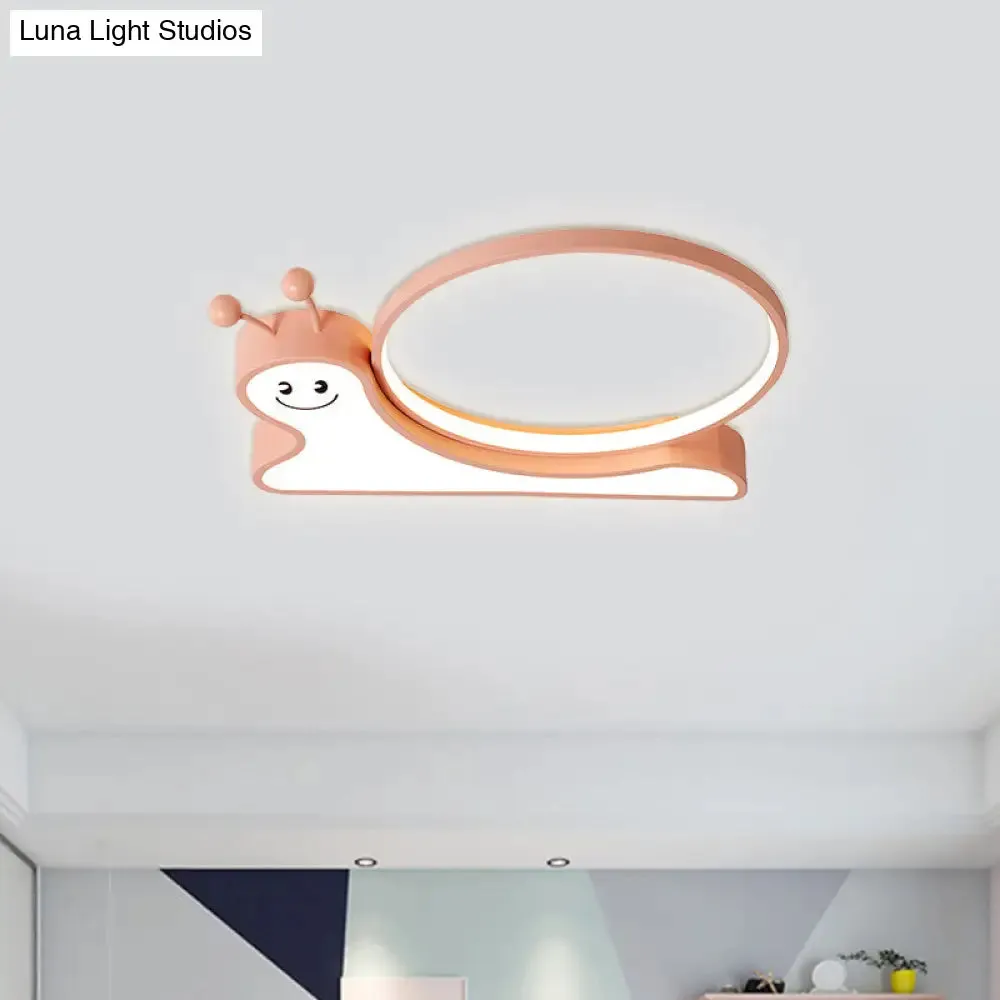 Snail Design LED Flush Light Fixture - Acrylic Cartoon Lamp in Warm/White Light (Pink/Blue)