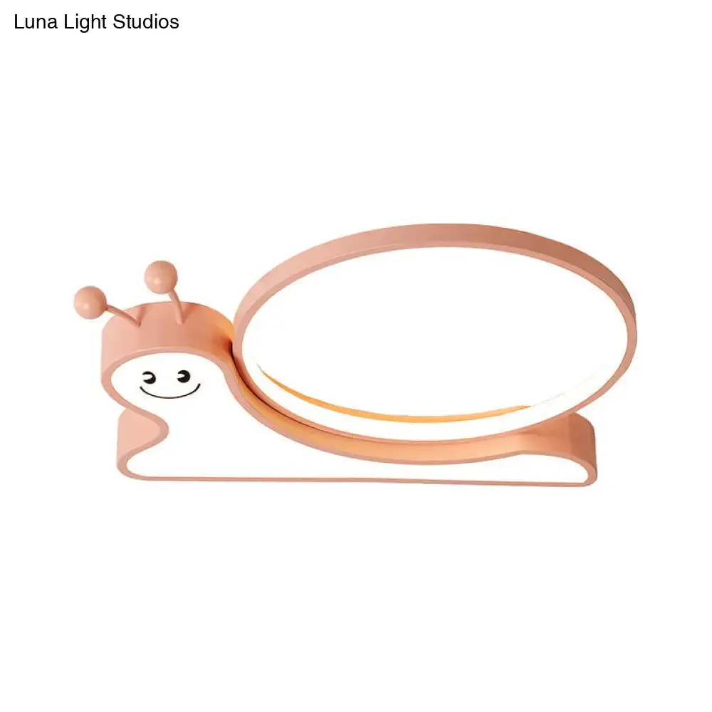 Snail Design LED Flush Light Fixture - Acrylic Cartoon Lamp in Warm/White Light (Pink/Blue)