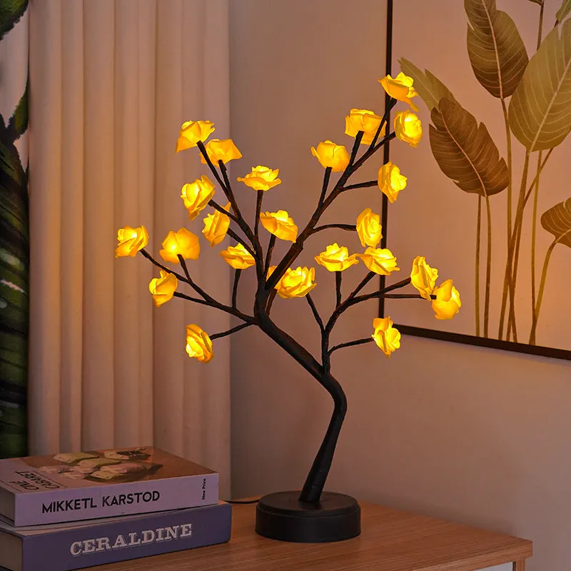 Table Lamp Flower Tree Rose Lamps Fairy Desk Night Lights USB Operated Gifts For Wedding Valentine Christmas Decoration