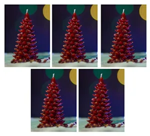 Tedz Candles Christmas Tree Xmas Pine Tree Candle for Home Decoration, Gifting, House,Birthday, Diwali, Festival Decorative Candles_(Red-Pack of 5) XM