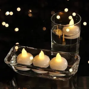 The Decor Affair "Twinkling Waterscape Lights: Create a Mesmerizing Ambiance with 24 Flameless Tealight Floaters for Ponds, Pools, and More