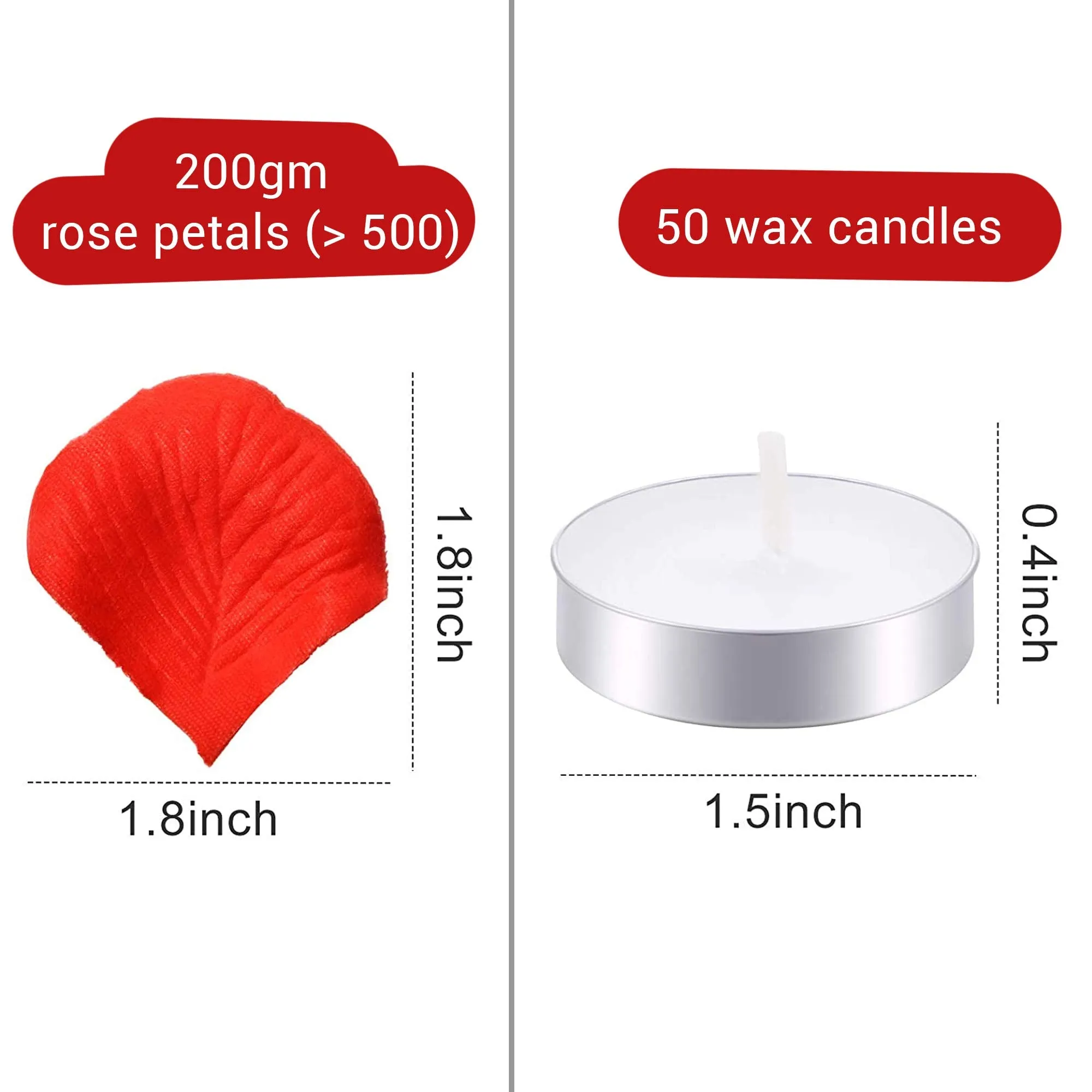 TIED RIBBONS Valentine Decoration Items for Room Romantic Room Decoration Items Rose Petals with Candles Led and Wax (50 Wax Candles & Rose Petals)