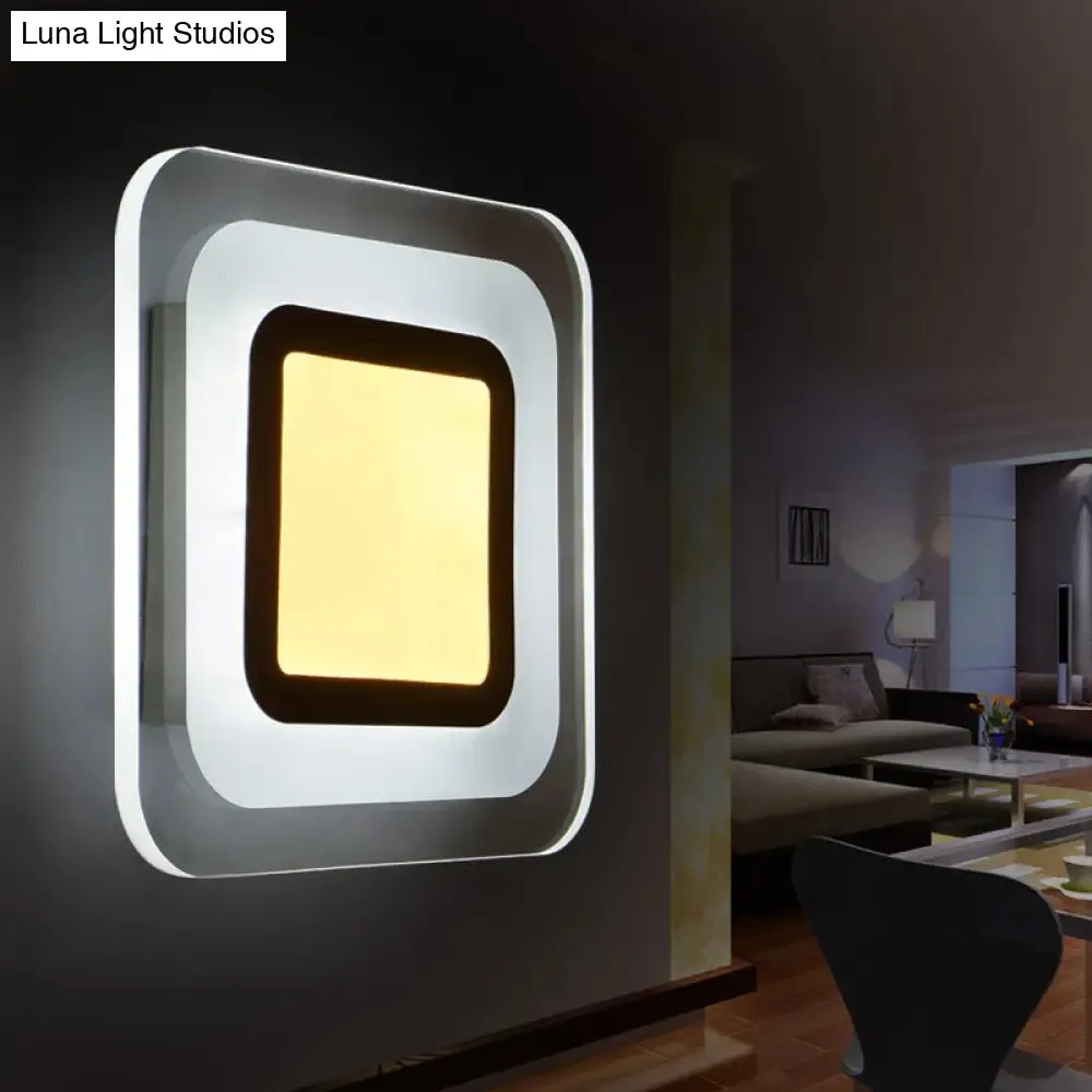 Ultrathin LED Wall Sconce: Stylish Square Acrylic Lamp for Living Room in Warm/White Light