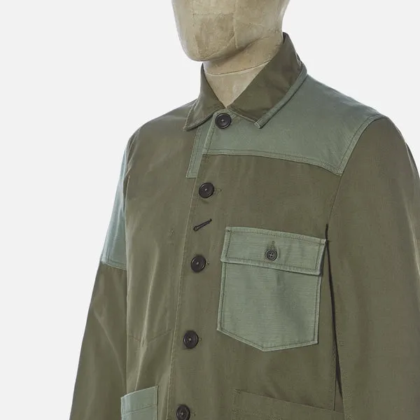 Universal Works Patched Mill Bakers Jacket Light Olive