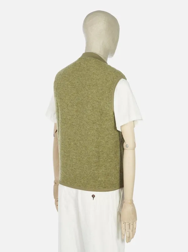 Universal Works Zip Waistcoat - Wool Light Olive