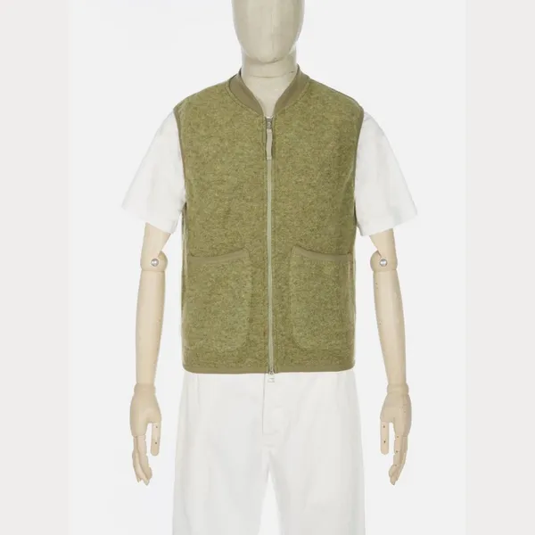 Universal Works Zip Waistcoat - Wool Light Olive