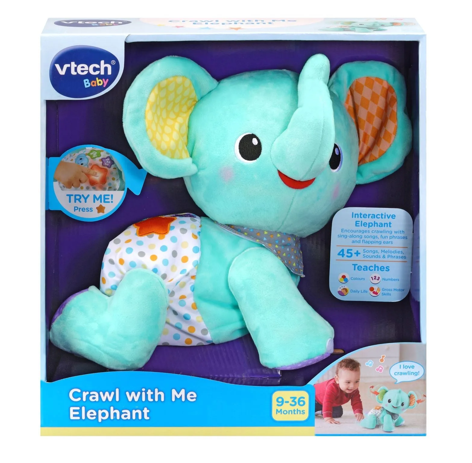 VTech Baby Crawl With Me Elephant Blue