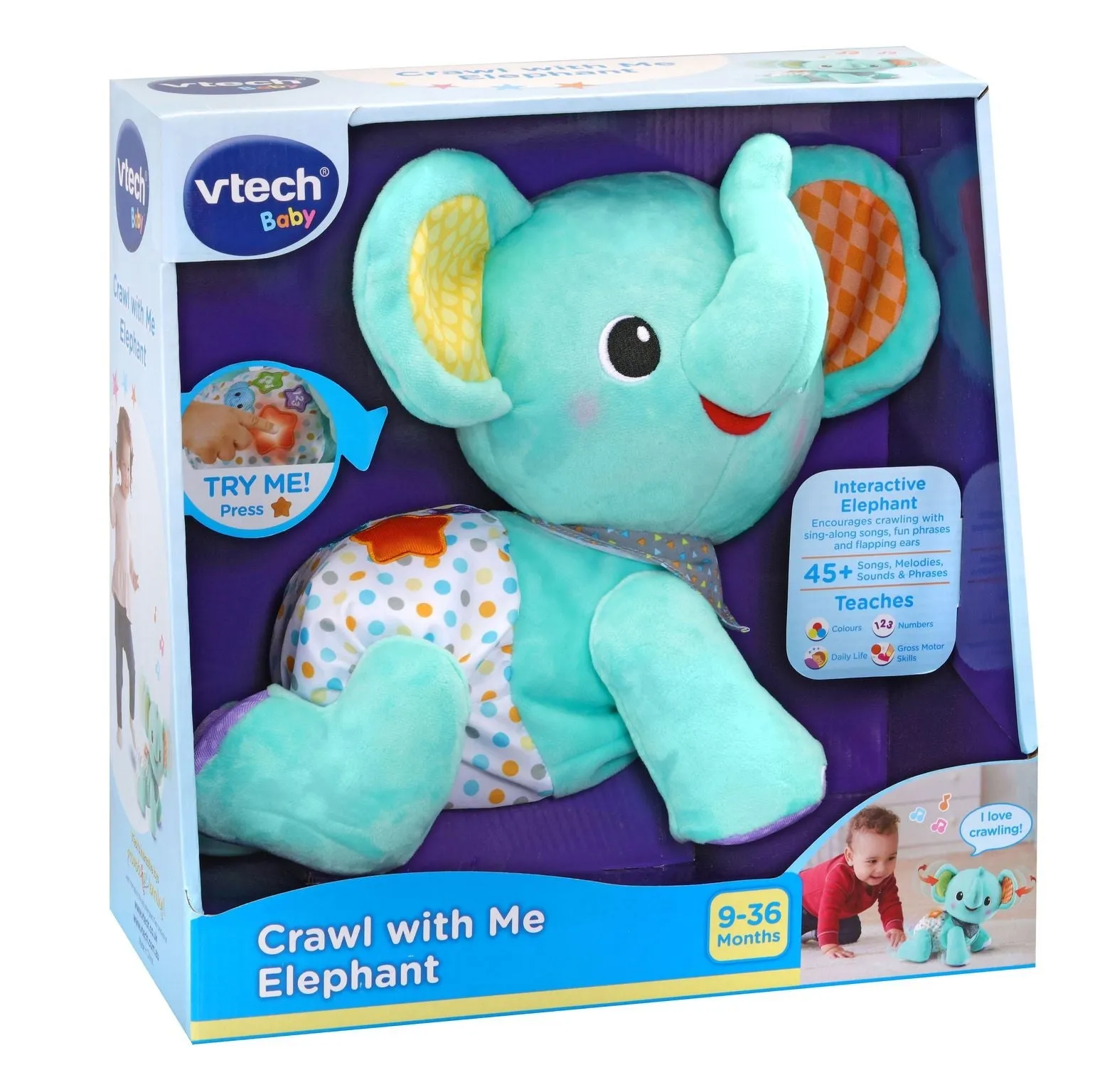 VTech Baby Crawl With Me Elephant Blue