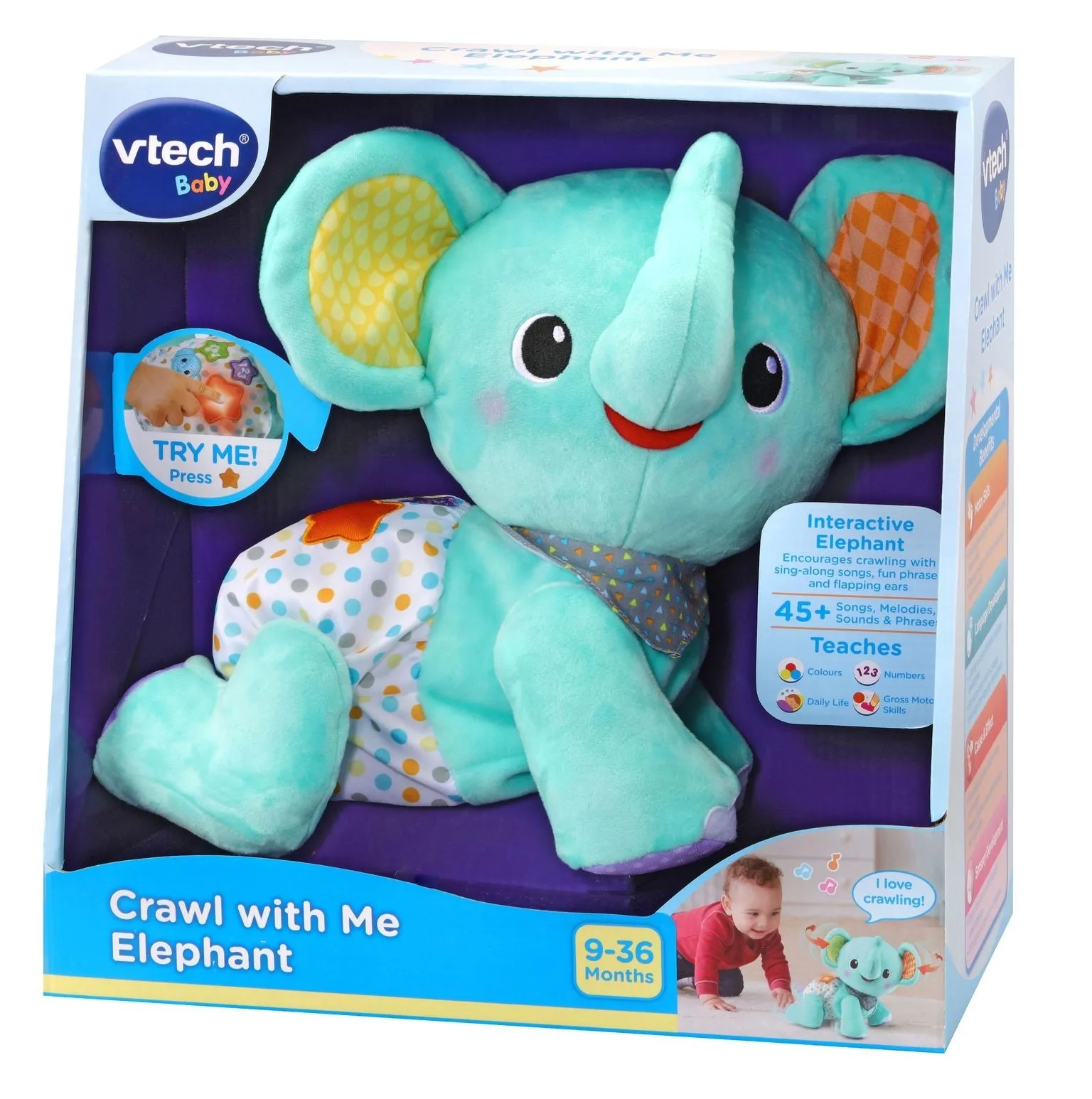 VTech Baby Crawl With Me Elephant Blue